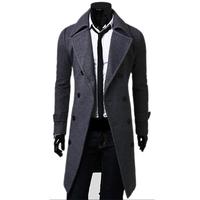 Moda marka jesienna kurtka długi płaszcz mężczyźni wysokiej jakości Slim Fit Solid Color mężczyźni płaszcz dwurzędowy kurtka M-4Xl 2